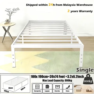 GOLD Metal Bed with Matress Frame Headboard-Free Single/Queen/King Iron Katil Besi Hybrid Metal Platform or Terrace House金屬床架