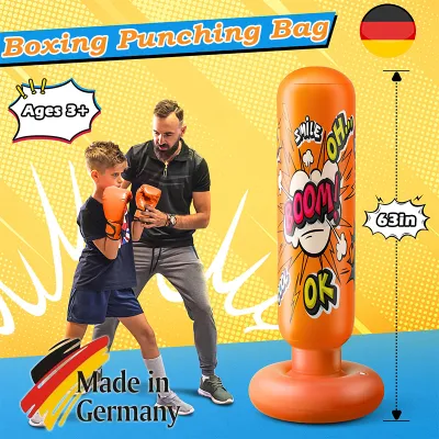 Germany 1.6M Inflatable PVC Boxing Punching Bag Stand Target Sandbag For Adult Kids（With Air Pump）