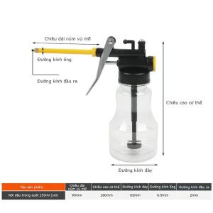 Bình Châm Nhớt 250ml Kapusi | Bình Vịt Dầu Loại Sắt & Nhựa Trong