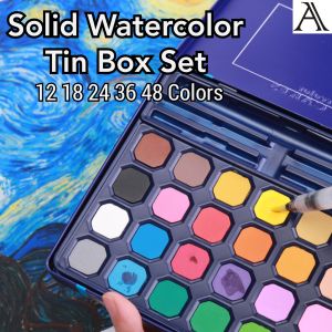 Watercolor Solid High Class Color 1218243648 Watercolor Paint Tin Box Set/ Set Kotak Timah Cat Air Kelas Tinggi