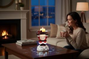 Bath & Body Works Christmas SANTA Water Globe 3-Wick Candle Holder w/ free 3-Wick Candle
