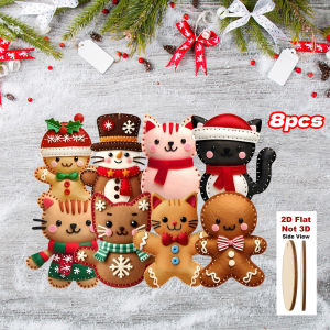 <pirit> 8 16ชิ้น2D การ์ตูนน่ารักแบนขนมปังขิงต้นไม้แมวตกแต่งต้นคริสต์มาสแขวนเครื่องประดับจี้ตกแต่ง