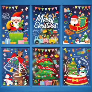 COMBO-Decal trang trí NOEL HÍT TĨNH ĐIỆN-Ngày giáng sinh bận rộn ông già và những người bạn (6 tấm)-CDN165
