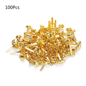 100-piece/set Mini Brads Pattern Clips Metal Paper Clasps Split Pins Round Head Clips for School Office Scrapbooking