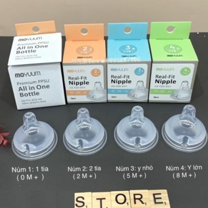 Núm ti Bình sữa Moyuum Hàn Quốc đủ size số 1/2/3/4