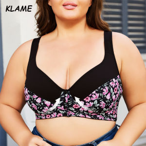 KLMAE 1XL-6XL Plus Size Womens Front Buckle Thin Push-up Bra KLM1374