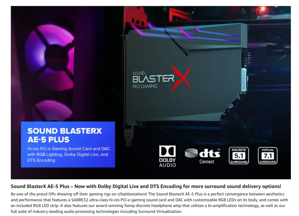 Creative Sound BlasterX AE-5 Plus SABRE32-class Hi-res 32-bit/384