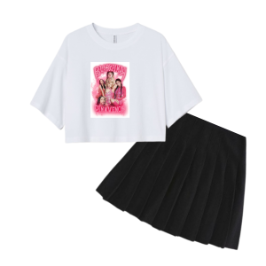Setelan Baju Crop Wanita Remeja Dan Celana Rok Pink Venom