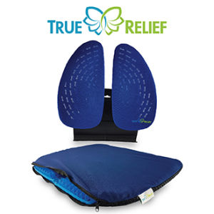 True Relief Double-wing Ortho-Back & Lumbar Support + Honey Comb - Cooling Gel Seat Cushion Combo Set (Blue) Now $98 UP $131.80