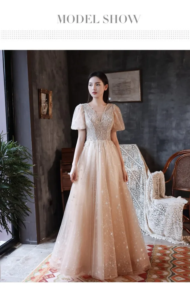 EAGLELY Banquet High-End Long Dinner Evening Dress For Women Elegant 2024  Wedding Plus Size Party Sequins Glitter Women's Dresses Fairy Gown For  Debut 18 Years Old Ninang 晚宴礼服