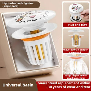 Copper Core Sink Wash Basin Plug Ceramic Filtration & Anti-Clogging Removable Rust-Proof & Durable Blocks Odors/Flying Insects