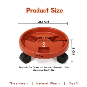 Johor Seller |Universal Pots Bottom Tray Moveable Wheels Heavy Duty Plastis Round Garden Plants Flower