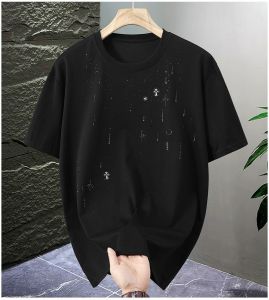 เสื้อยืดผู้ชายผ้าคอตตอนไซส์ใหญ่พิเศษ4XL-11XL 180กก. ทรงหลวมแขนสั้นเพชรแฟชั่นใส่สบายนุ่มใส่สบายฤดูร้อน