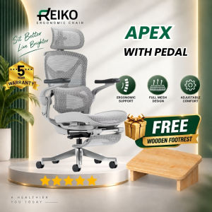 Reiko Apex with Pedal Ergonomic Chair Full Mesh Chair - 5 Years Warranty (Office Chair Ergonomic Chair Gaming Chair)