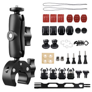 20230819 Motorcycle Accessories Mount Bundle Kit for Insta360 X2 X3 X4 X5 Large Diameter 360°Double Head Rotating Bracket Clip For GoPro 13 11 10 9 Camera