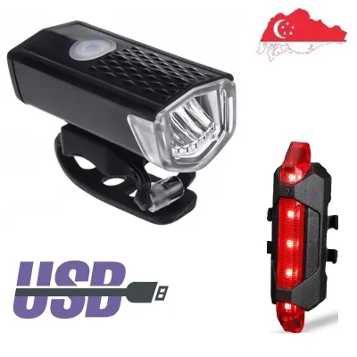 USB Rechargeable LED Bike Light Set Powerful Bicycle Front Headlight and Back Taillight 3 Light Modes Easy to Install for Road Mountain MTB Cycling Waterproof