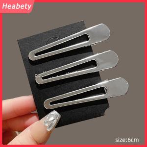 Heabety  3pcs bạc kim loại mỏ vịt Clip phụ nữ tóc Clips Side bangs phụ nữ phụ nữ barrettes tóc phụ kiện