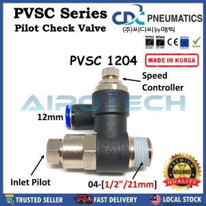 CDC Pneumatics [MADE IN KOREA] PVSC Pilot Check Valve Speed Controllers *Invoice will be provided