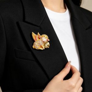 FANYUNG Rhinestone Sheep Lamb Brooch Enamel Alloy Animal Brooch Gift Multicolor Goat Lapel Pin