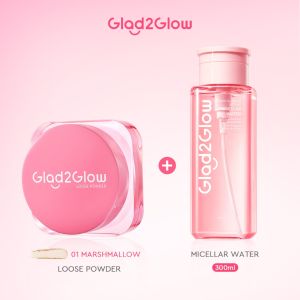Rumah Cantik Glad2Glow Perfect Blur&Cover Loose Powder + Cherry Blossom Micellar Water 300ml | Finishing Kontrol Minyak Tahan Lama Anti Luntur Halus Sempurna & Cover Tinggi bedak padat bedak tabur two way cake cushion foundation setting spray make up g2g
