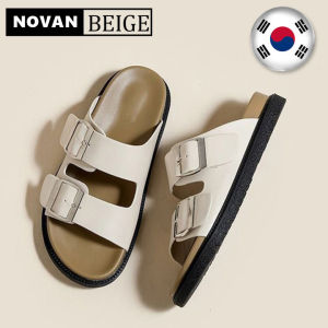 Korean Fashion Sandals For Women Bottom Thick Summer New Wearing Outside Slippers Advanced Water Proof Sole Soft Wear Resistant Anti-slip Slip-On PVC Material Sandla Chunky Slide Casual Versatile Tsinelas Flat Heel Adjustable Belt Buckle Beach Sandals
