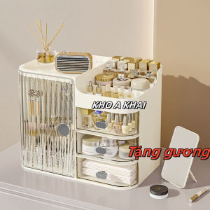 Tặng gương.KÈM GƯƠNG Tủ Đựng Mỹ Phẩm Hộp Mỹ Phẩm Để Bàn Sang Trọng Kệ Mỹ Phẩm Cao Cấp Nhiều Ngăn Chống Bụi