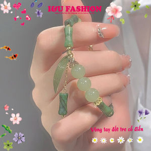 Vòng Tay Lắc Tay Nữ Đốt Tre Gắn Hạt Cườm Thời Trang Phong Cách Cổ Trang Cổ Điển Xinh Xắn Dễ Thương Màu Xanh Lá Retro Thanh Lịch VT-90