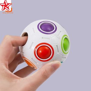 Rainbow Ball Cube Stress Relief Toy Children Squeeze Balls Thinking Training Early Learning Fidget Toys