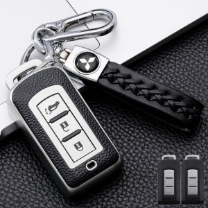 **【Ready Stock】Sarung Kunci Key Casing Kunci Cover Gantungan Kunci Untuk Mitsubishi Outlander Pajero Xpander Asx Triton Bahan Kulit**