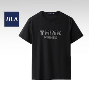 HLA Letter Printing Smooth and Comfortable Xinjiang Cotton Round Neck Short Sleeve T-Shirt Men-HNTCD2D030A30