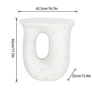 Modern U-Shaped Concrete Side Table Geometric Accent Coffee End Table Lightweight