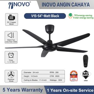 🔥HOT🔥INOVO V15 40 54inch DC Motor Ceiling Fan 5Blade 9000CFM 16Speed Remote Control 5Year Warranty
