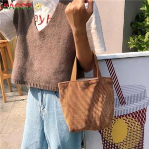 BAGOO Túi Đeo Vai Nhung Kẻ Thường Ngày Hàn Quốc Túi Xách Bento Mini Cho Nữ Túi Đựng Đồ Ăn Trưa