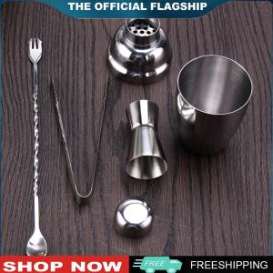 [HOSHIN] 4pcs Profissional Cocktail Shaker Set 250ml Stainless Steel Shaker Barware Tools Lightweight Portable with Jigger for Bartender Supplies