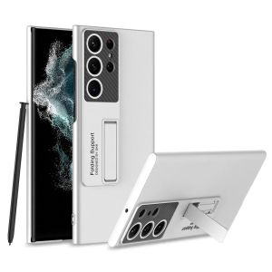 เคสโทรศัพท์มือถือ ขายึดพับซ่อน เคส samsung s25 s24 s23 s22 plus ultra  (ไม่มีปากกา) โปร่งใสบางเฉียบ ขาตั้งแบบรวมทุกอย่างป้องกันการตก การออกแบบฝ้าแบบญี่ปุ่นและเกาหลี เคสแข็งแบบสบาย ๆ เหมาะสำหรับผู้ชายและผู้หญิง Galaxy S25U เคสป้องกันมาใหม่แบบเป็นกลาง