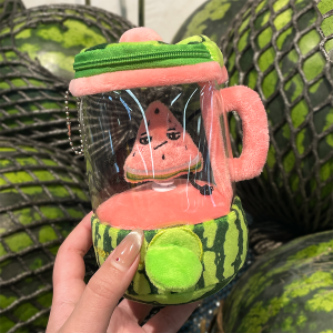 Cute Fruit Juicer Doll Fun Drawstring Turn Watermelon Plush Doll Soft Stuffed Doll Keychain Pendant Kids Gift Creative Toys