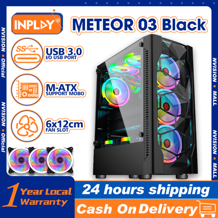 INPLAY Pc Case With Fans Computer Gaming Desktop Matx Table Tempered ...