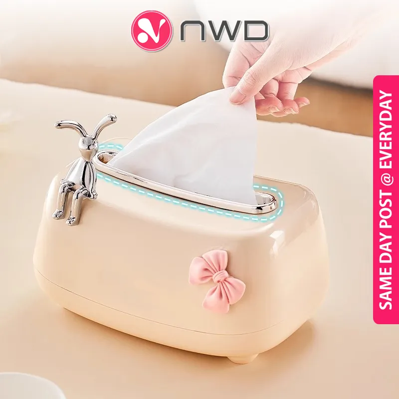 《 𝗦𝗪𝗘𝗘𝗧 𝗦𝗢𝗙𝗧𝗡𝗘𝗦𝗦 》 Cream Color Tissue Box Holder Lifting Storage Box Kotak Tisu 纸巾盒 NWD