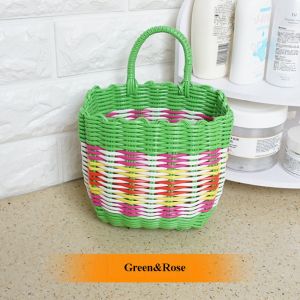 NEXTYOO Đan bằng mây Giỏ mua sắm bằng mây đan thủ công PE Cầm tay Đóng gói rau củ quả tại nhà Chất lượng cao Nhiều màu sắc Giỏ hoa giả trang trí sân vườn