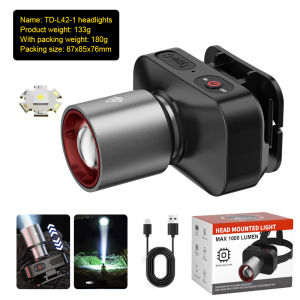 High Power LED Headlight Zoom Long Range Type-C Ultra Bright Head Lantern Waterproof Outdoor Riding Head Flashlight Lamp