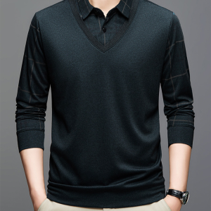 Fashion Mens Fake Two-Piece Shirt for Spring and Autumn  Stylish Young Gentlemen  Fashionable Business Elite  Warm and Comfortable for Formal Meetings