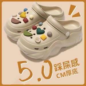 [Free Shipping] Diamond Bear Cartoon Clogs Summer New EVA Thick-Soled Height-Increasing Beach Non-Slip High-End Sandals For Women