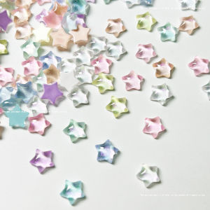 ZEEMIN 100pcs Dopamine Pentagram Nail Charms 3D Ice Transparent Star Nail Art Rhinestone Resin Flatback Gem DIY Craft Nail Accessories