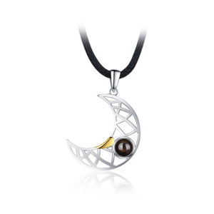 Sinboia S925 Sterling Silver Couple Necklace Sun Moon Pendant Magnetic Induction Projection Clavicle Chain Necklace