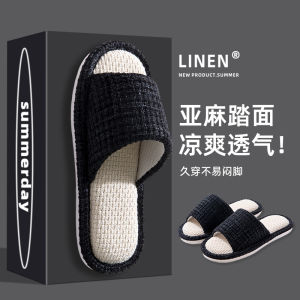 Womens slippers linen indoor slippers fashionable simple breathable tweed sweat-absorbent and non-sticky student apartment bedroom slippers
