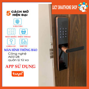 [HCM] Khóa vân tay cửa gỗ Thông minh M2 dùng App Tuya - Vân tay Thẻ từ password Chìa cơ và điện thoại Có màn hình)