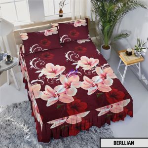 Sprei Rumbai Ukuran 180x200 160x200 No 1 dan 2 King Queen Motif Bunga Dan Abstrak Kotak Hitam Model Rempel