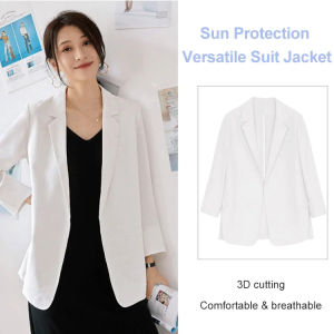 Chiffon Blazer Women Sunscreen Thin Small Suit Chiffon Blouse Seven-quarter Sleeve It Wont Pick Up People