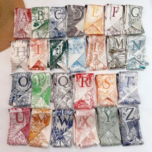 BAIXL Sweet Temperament Ponytail Holder Braided Hair Head Rope Bow Flowers Satin 26 Letters Scarf Printing Hair Scarf Silk Scarf Headband Female Headwear Korean Style Headband