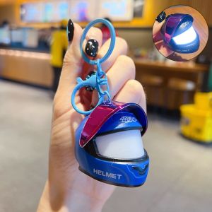 OURTOUR Cool Light-up Helmet Keychain Gradient  Realistic Mini Night Light Pendant Creative Multifunctional Helmet Bag Charm Key/Backpack Decor